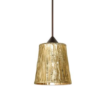 Besa Lighting Nico 4 Cord Pendant, Stone Gold Foil, Bronze Finish, 1x5W LED 1XT-5125GF-LED-BR